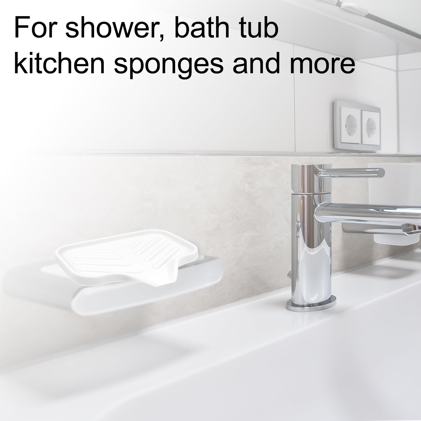 Draining Silicone Soap Dish for Home Bathroom Kitchen, 13.5x10.5cm White