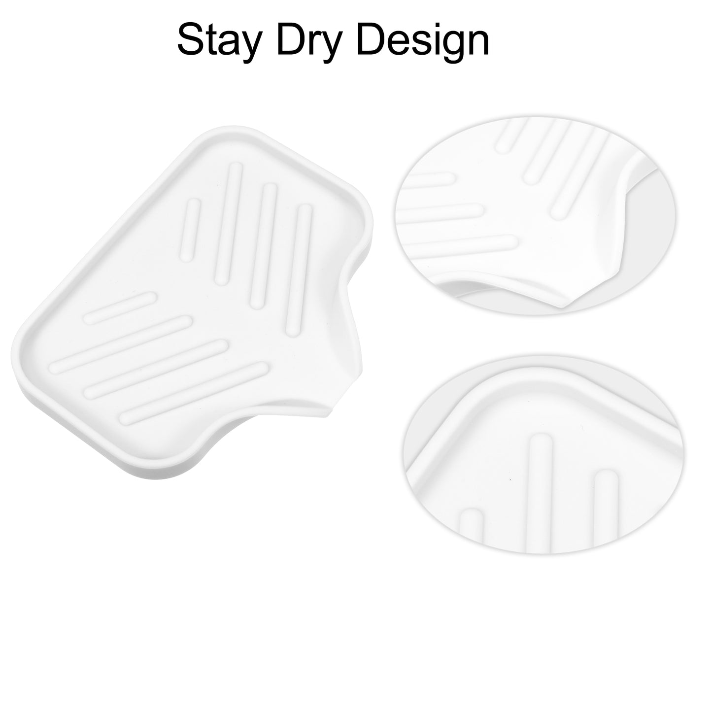 Draining Silicone Soap Dish for Home Bathroom Kitchen, 13.5x10.5cm White
