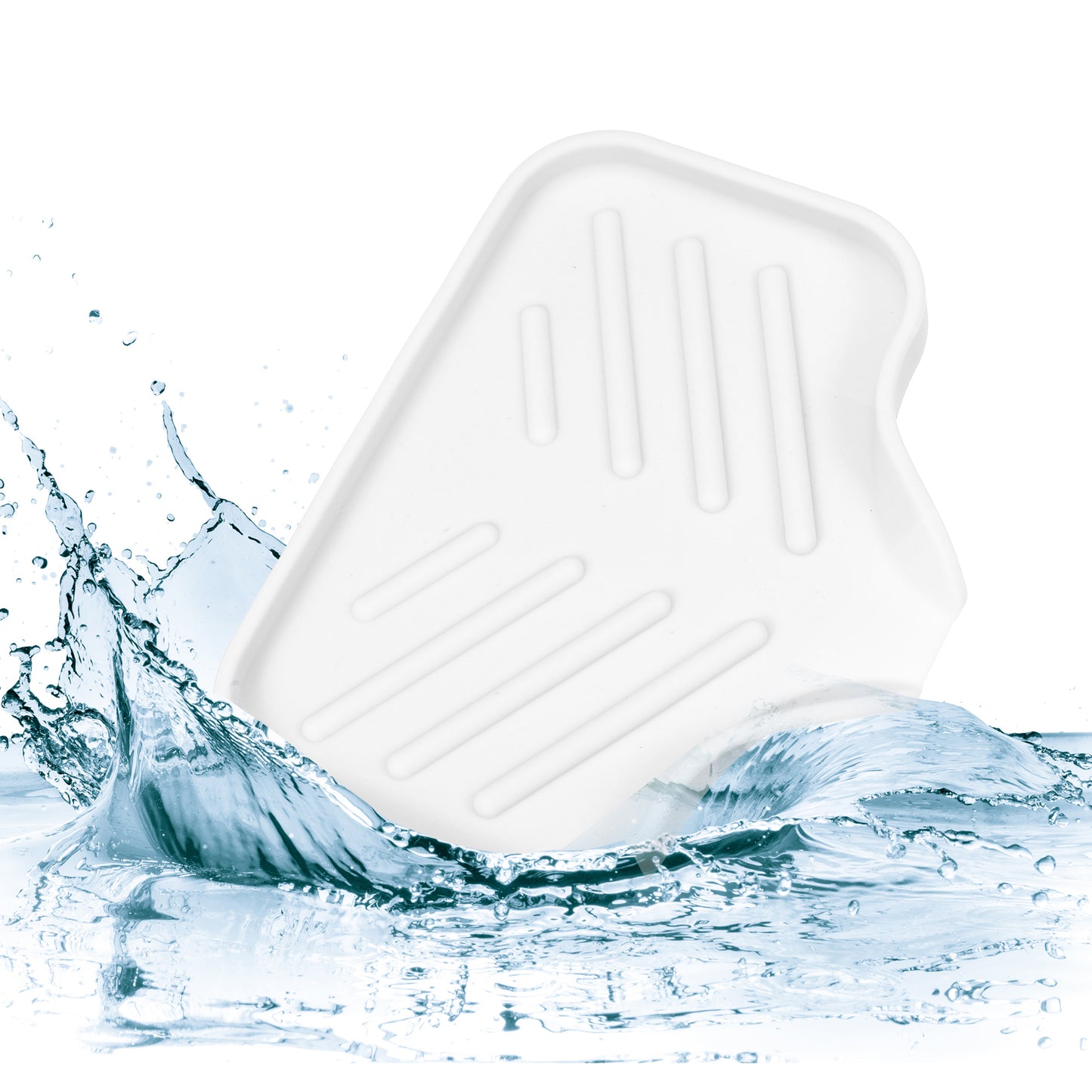 Draining Silicone Soap Dish for Home Bathroom Kitchen, 13.5x10.5cm White
