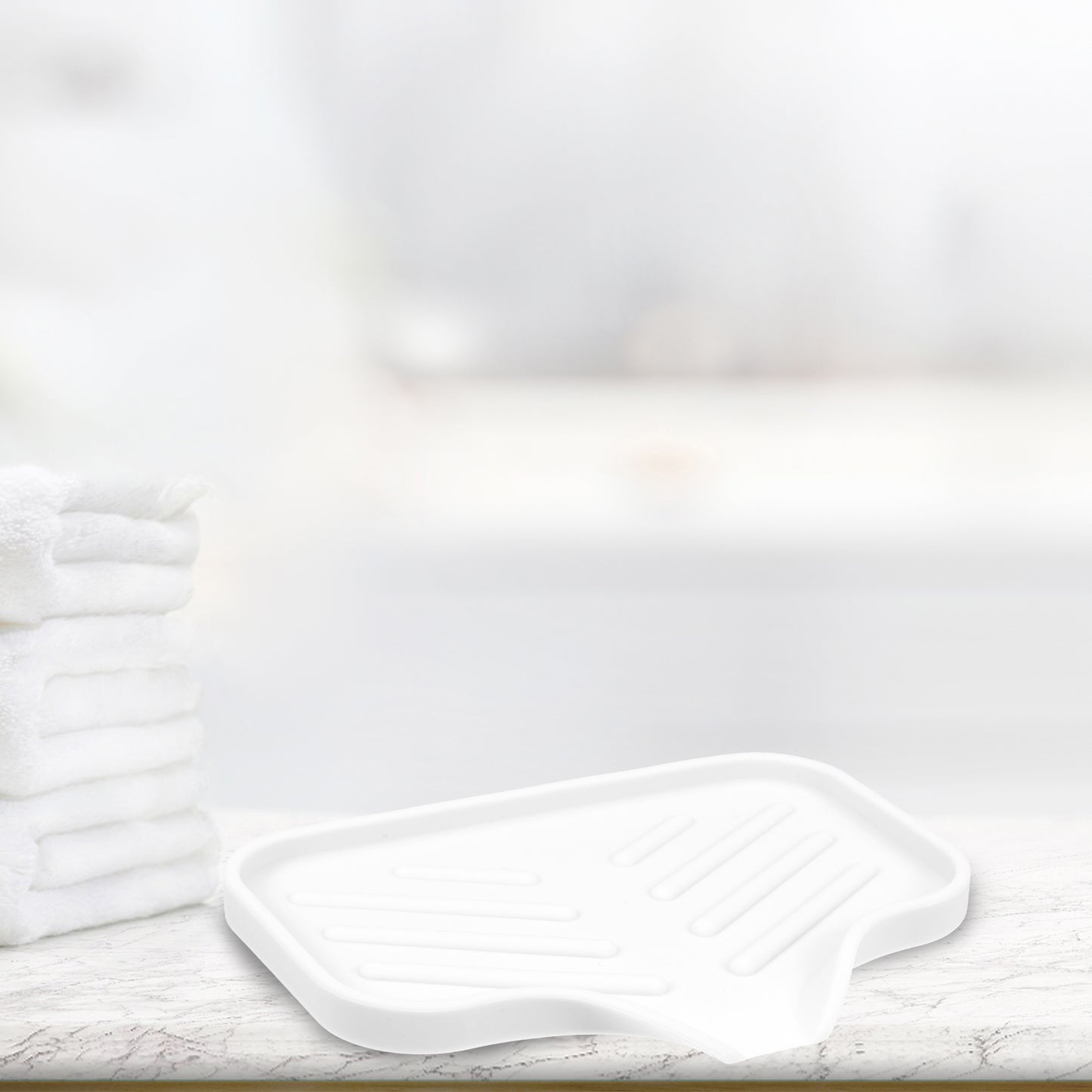 Draining Silicone Soap Dish for Home Bathroom Kitchen, 13.5x10.5cm White