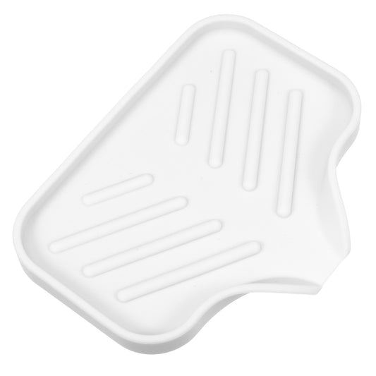 Jabonera de silicona con drenaje para baño y cocina, 13,5 x 10,5 cm, color blanco