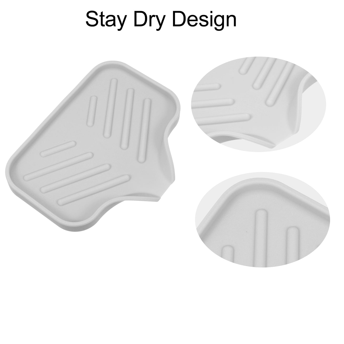 Draining Silicone Soap Dish for Home Bathroom Kitchen, 13.5x10.5cm Light Gray