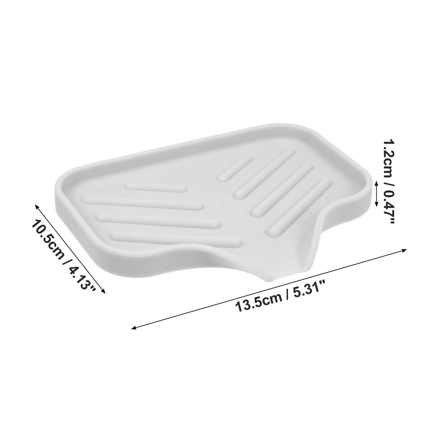 Draining Silicone Soap Dish for Home Bathroom Kitchen, 13.5x10.5cm Light Gray