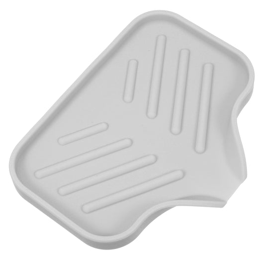 Jabonera de silicona con drenaje para baño y cocina, 13,5 x 10,5 cm, color gris claro