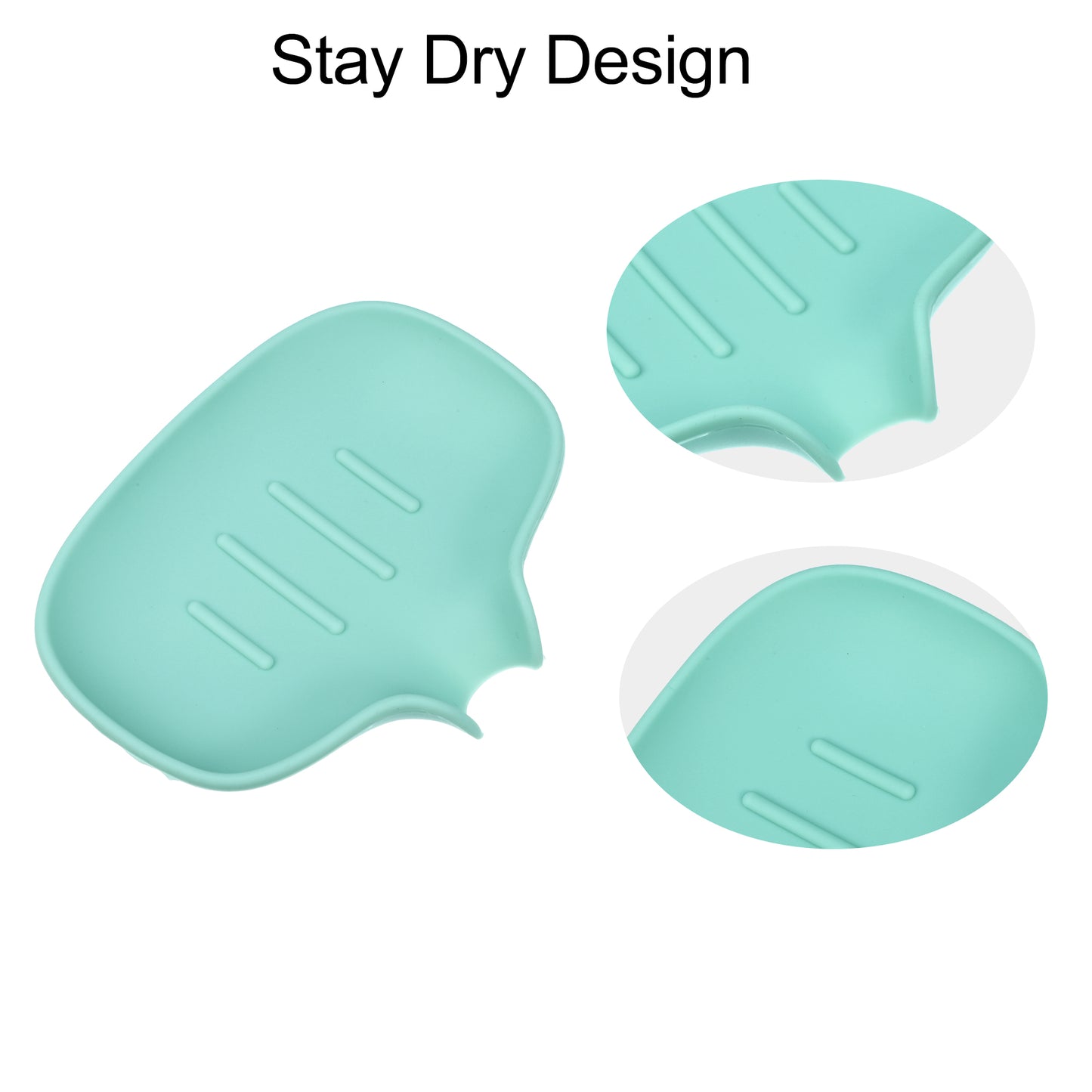 Jabonera de silicona con escurridor, bandeja para jabón de baño y cocina, 14,5 x 11,3 cm, color verde