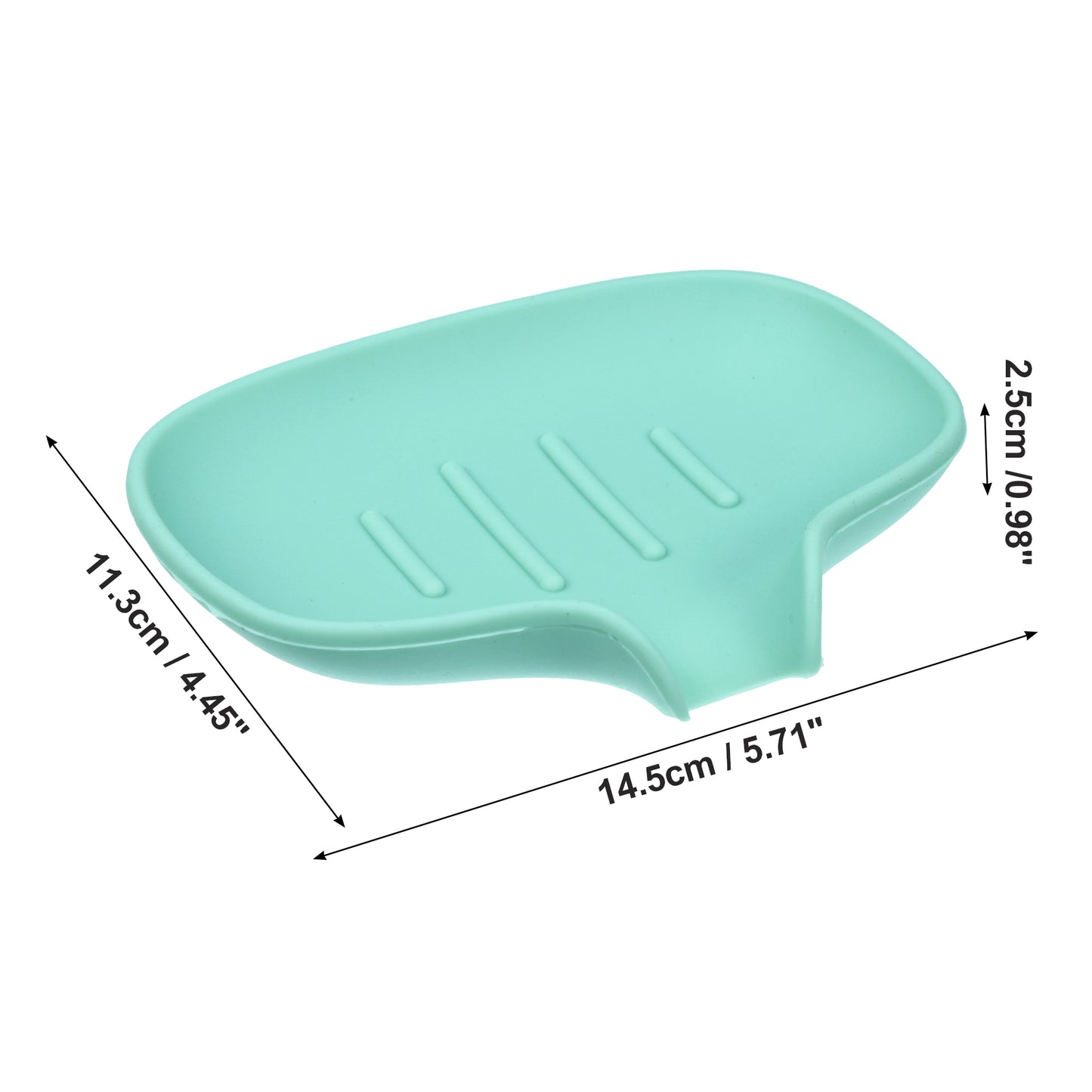 Jabonera de silicona con escurridor, bandeja para jabón de baño y cocina, 14,5 x 11,3 cm, color verde