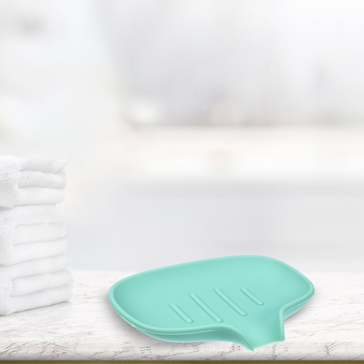 Jabonera de silicona con escurridor, bandeja para jabón de baño y cocina, 14,5 x 11,3 cm, color verde