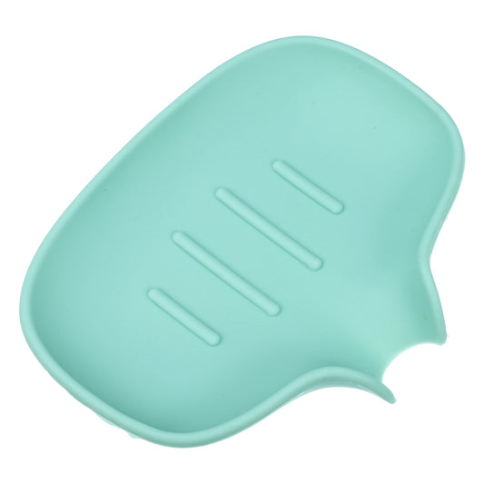 Jabonera de silicona con escurridor, bandeja para jabón de baño y cocina, 14,5 x 11,3 cm, color verde
