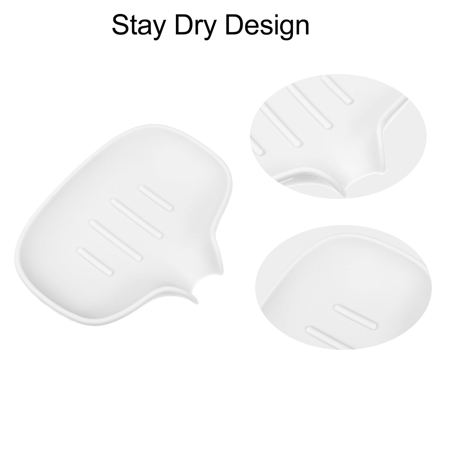 Jabonera de silicona con escurridor, bandeja para jabón de baño y cocina, 14,5 x 11,3 cm, color blanco