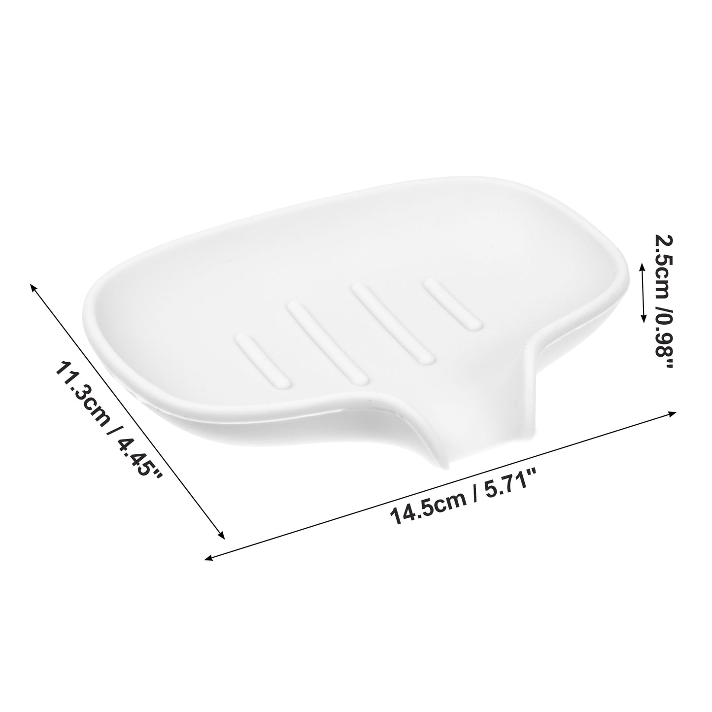 Jabonera de silicona con escurridor, bandeja para jabón de baño y cocina, 14,5 x 11,3 cm, color blanco