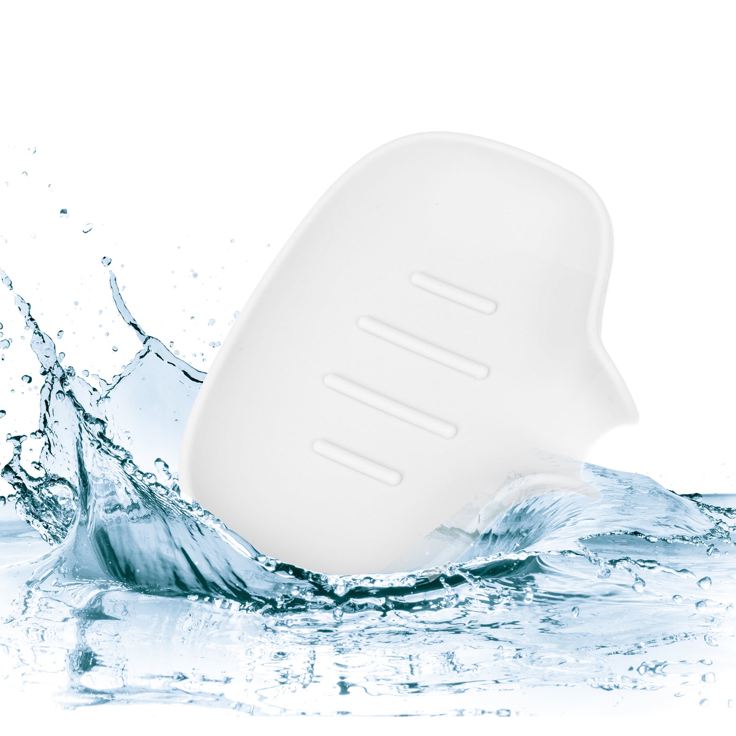 Jabonera de silicona con escurridor, bandeja para jabón de baño y cocina, 14,5 x 11,3 cm, color blanco