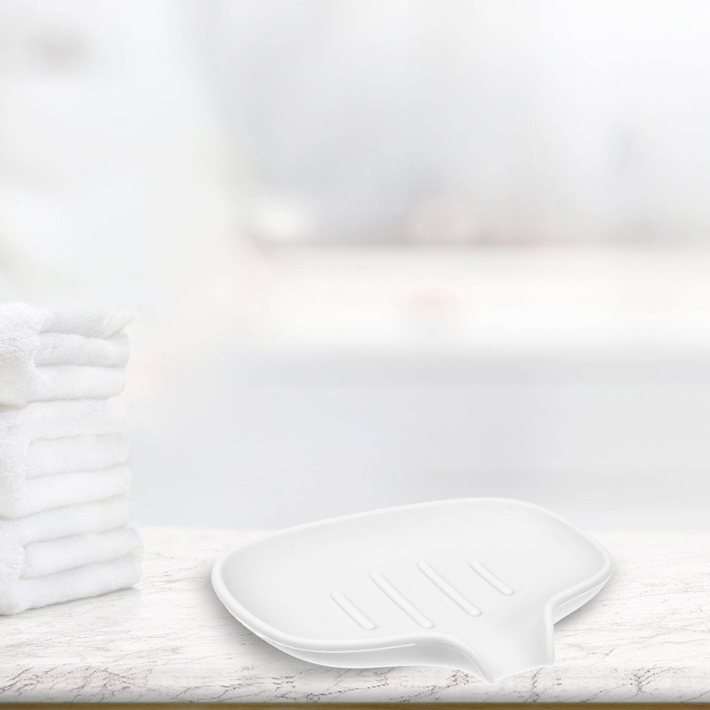 Jabonera de silicona con escurridor, bandeja para jabón de baño y cocina, 14,5 x 11,3 cm, color blanco