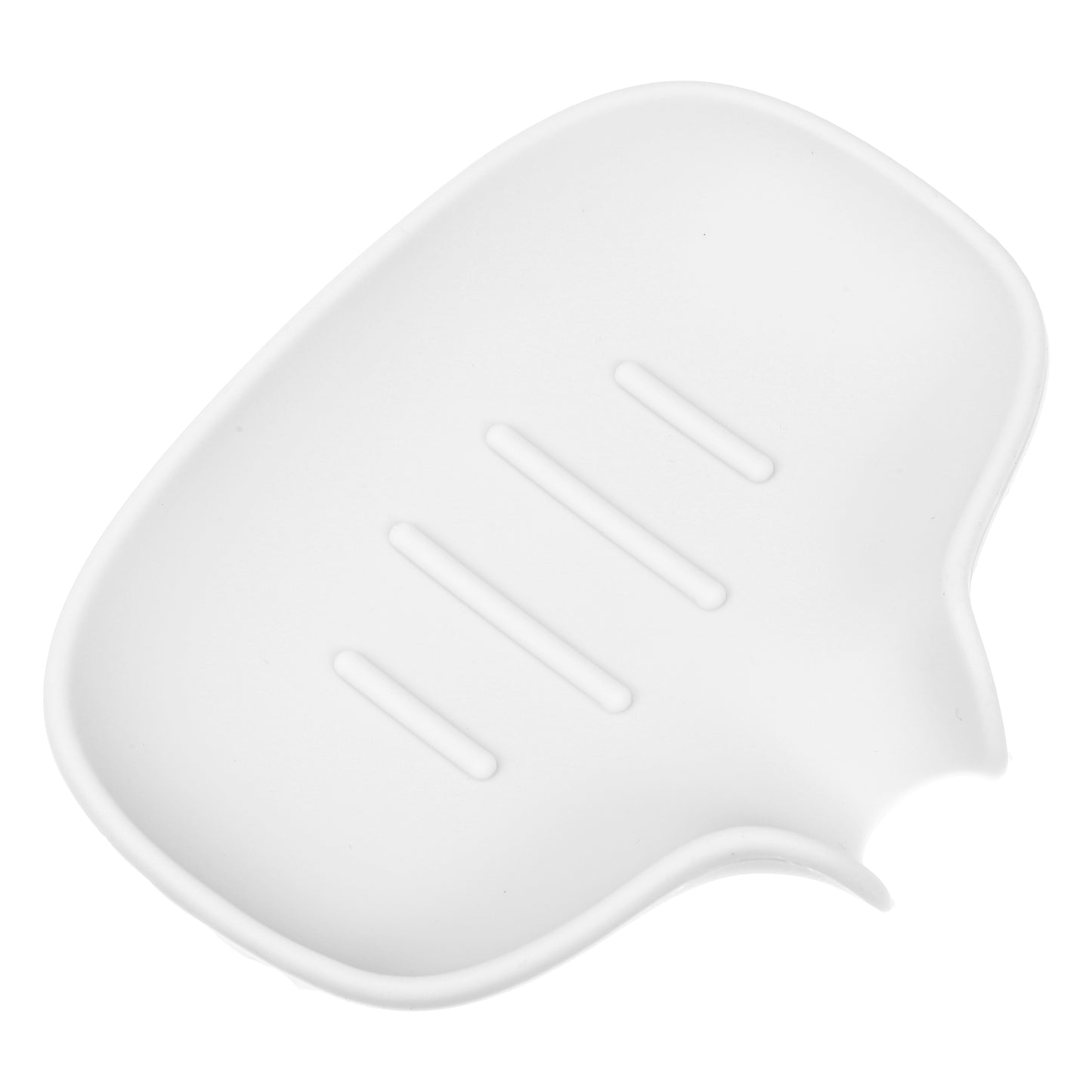 Jabonera de silicona con escurridor, bandeja para jabón de baño y cocina, 14,5 x 11,3 cm, color blanco