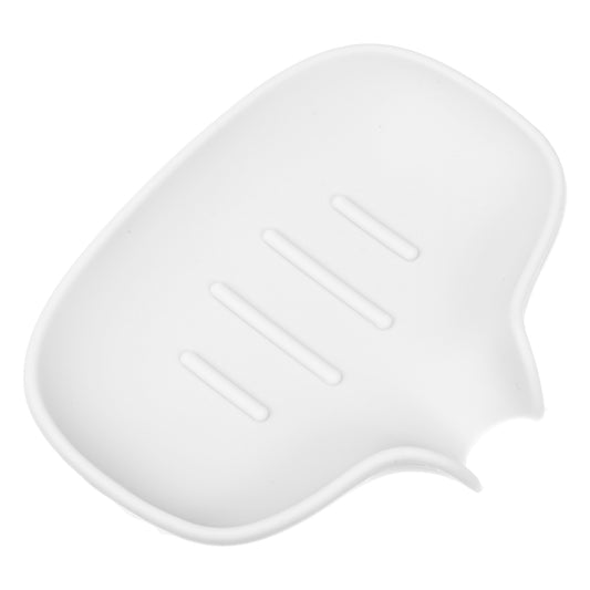 Jabonera de silicona con escurridor, bandeja para jabón de baño y cocina, 14,5 x 11,3 cm, color blanco