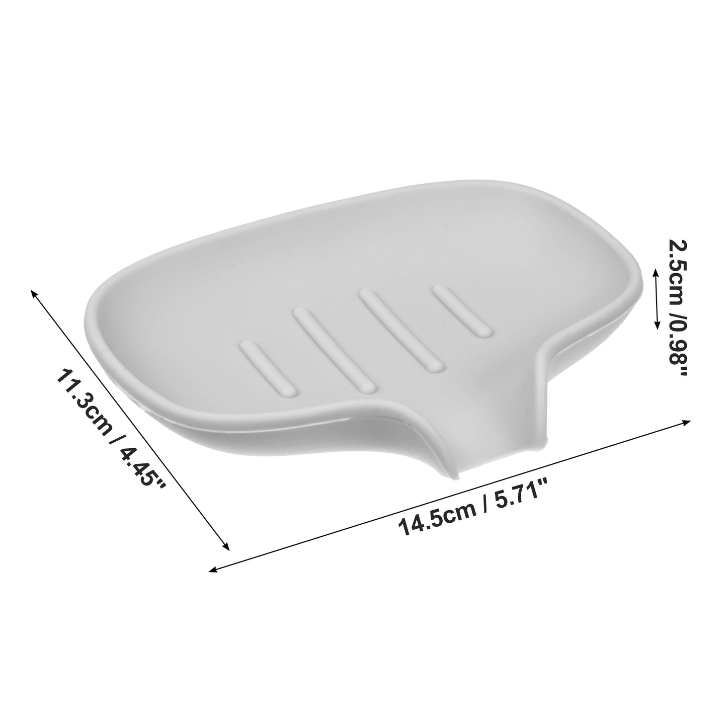 Silicone Soap Dish with Drain, Bathroom Kitchen Soap Tray, 14.5x11.3cm Gray