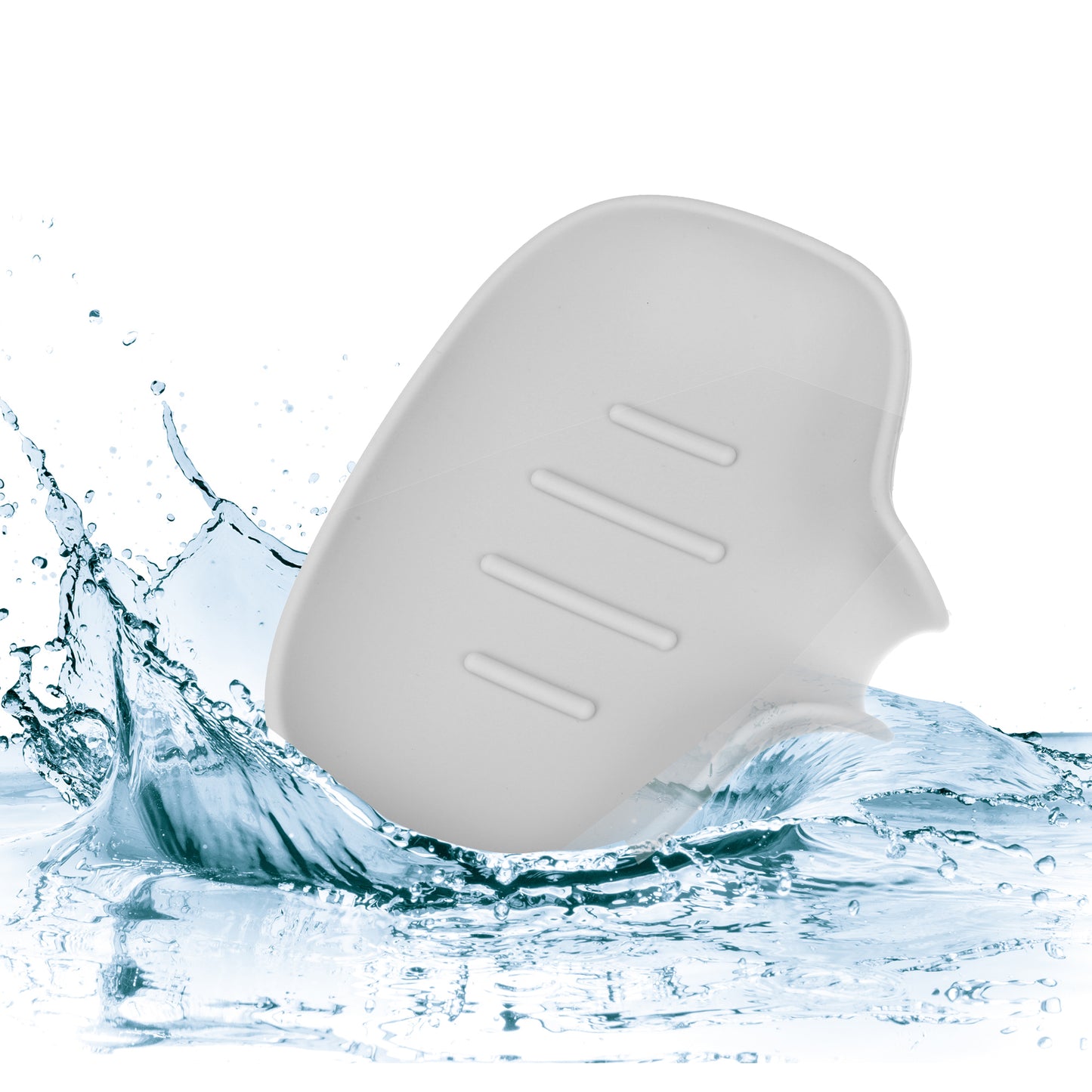 Silicone Soap Dish with Drain, Bathroom Kitchen Soap Tray, 14.5x11.3cm Gray