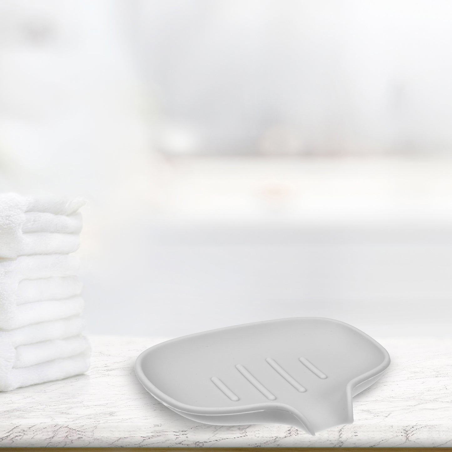 Silicone Soap Dish with Drain, Bathroom Kitchen Soap Tray, 14.5x11.3cm Gray