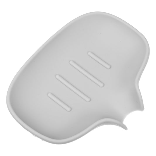 Silicone Soap Dish with Drain, Bathroom Kitchen Soap Tray, 14.5x11.3cm Gray