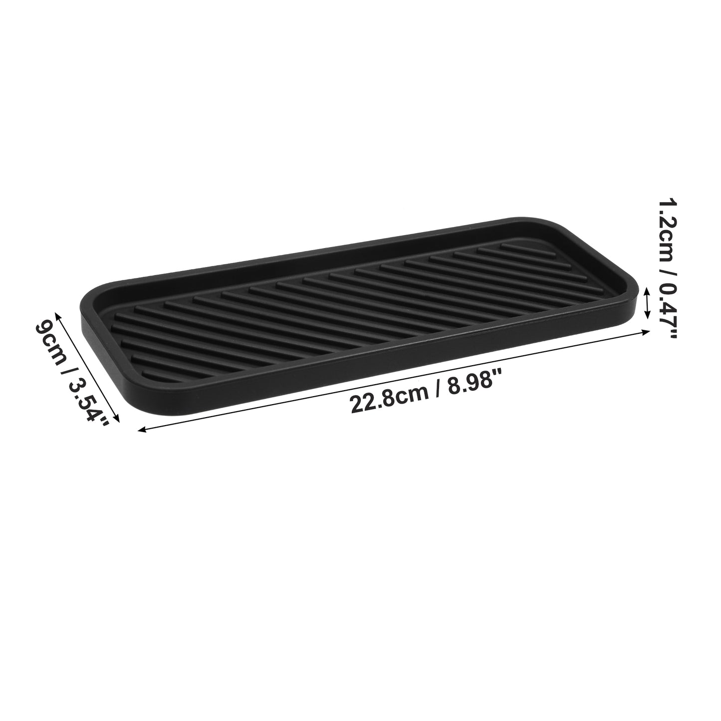 Jabonera rectangular de silicona para baño y cocina, 22,8 x 9 cm, color negro