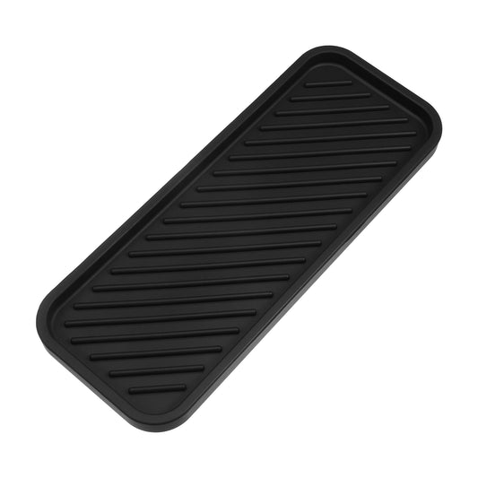 Jabonera rectangular de silicona para baño y cocina, 22,8 x 9 cm, color negro