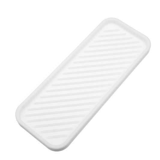 Jabonera rectangular de silicona para baño y cocina, 22,8 x 9 cm, color blanco