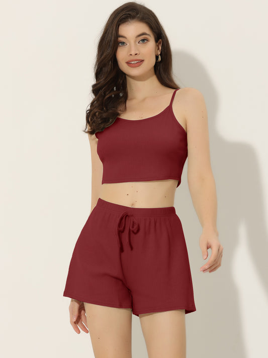 Pijamas de verano para mujer, camisetas de tirantes con pantalones cortos, conjuntos de pijama de punto con camisola