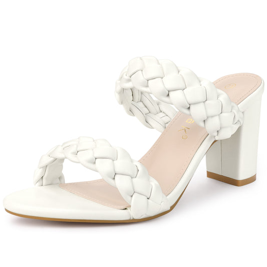 Sandalias de tacón grueso con plataforma y trenzado para mujer