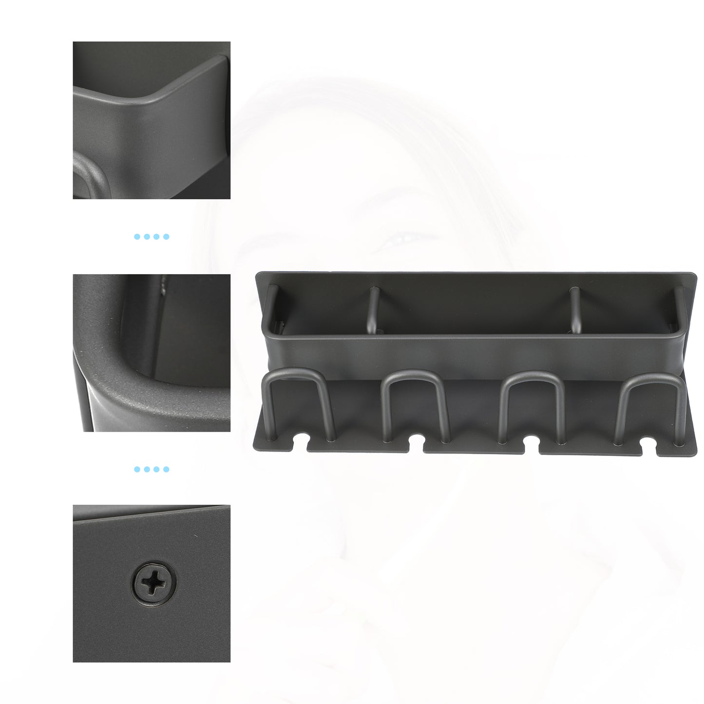 Soporte de pared para cepillos de dientes y pasta de dientes para baño, 26,5 x 7,5 x 7,5 cm, color gris