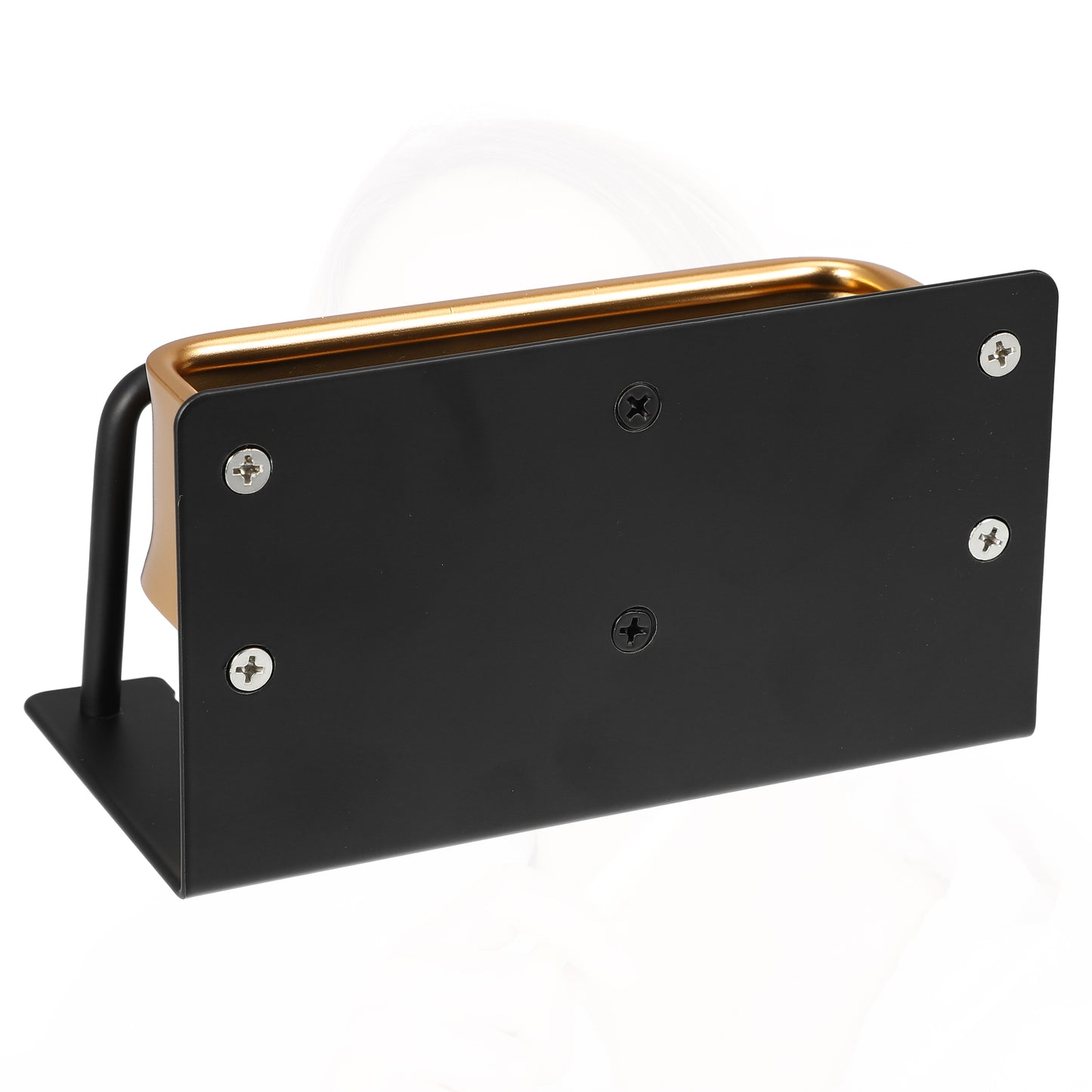 Portacepillos de dientes y pasta de dientes de pared para baño, 14 x 7 x 7,6 cm, tono negro y dorado