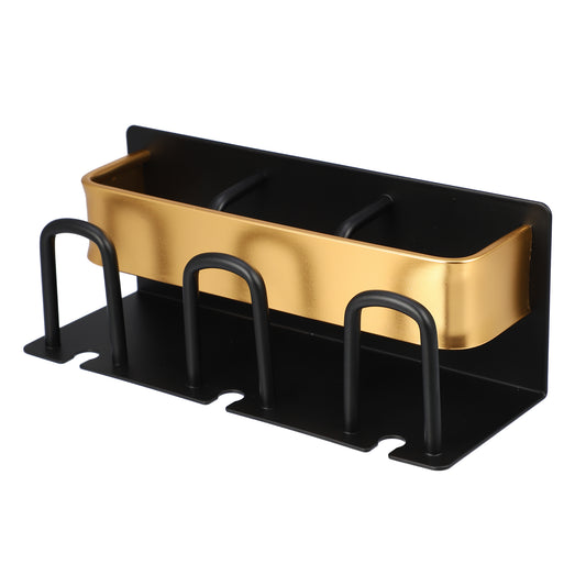 Wall Mounted Toothbrush Toothpaste Holders for Bathroom, 7.87"x2.87"x3.03" Black Gold Tone