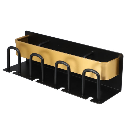 Wall Mounted Toothbrush Toothpaste Holders for Bathroom, 10.24"x2.95"x2.95" Black Gold Tone