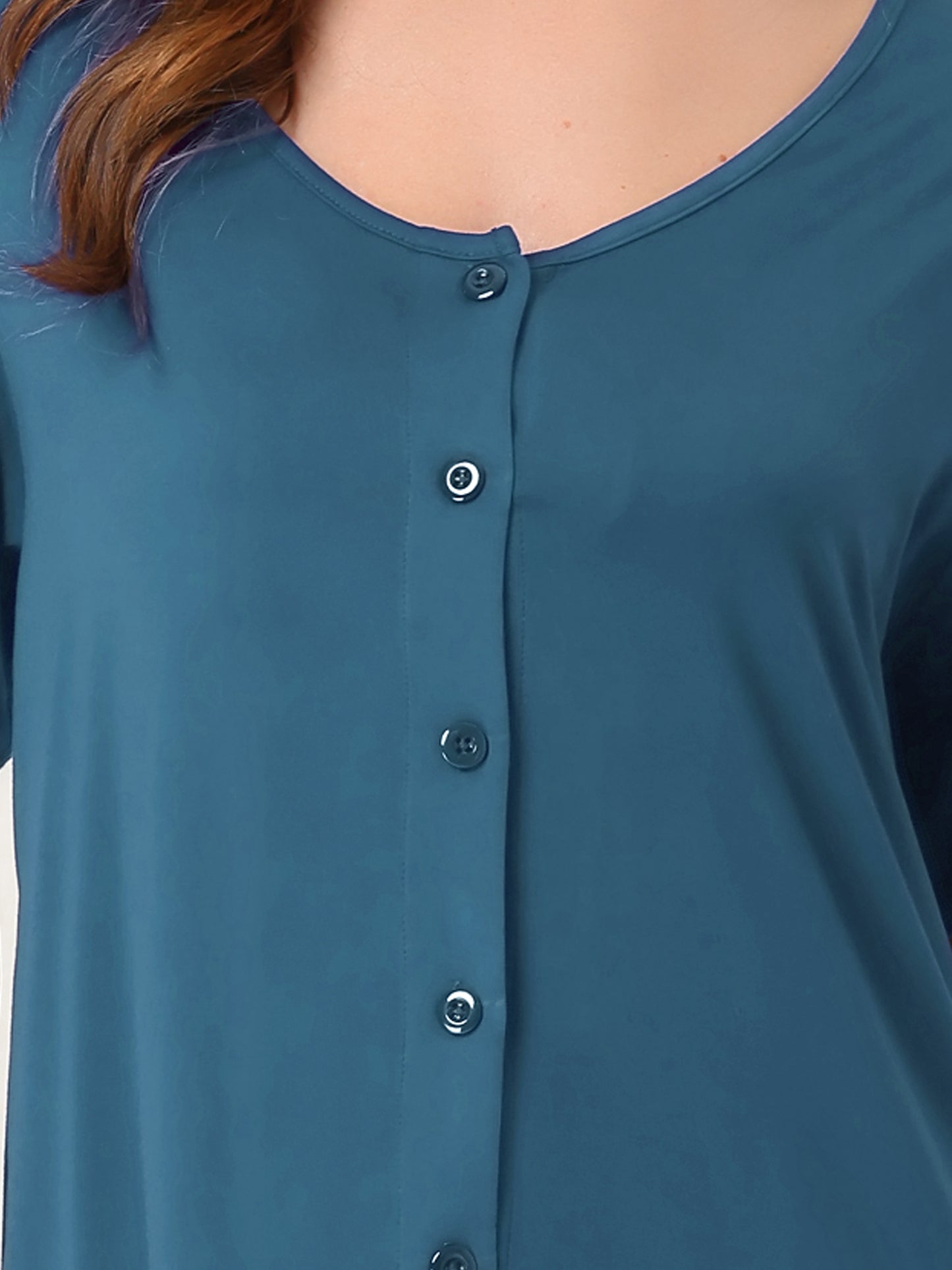 Camisón de manga corta con botones para mujer, vestido de pijama