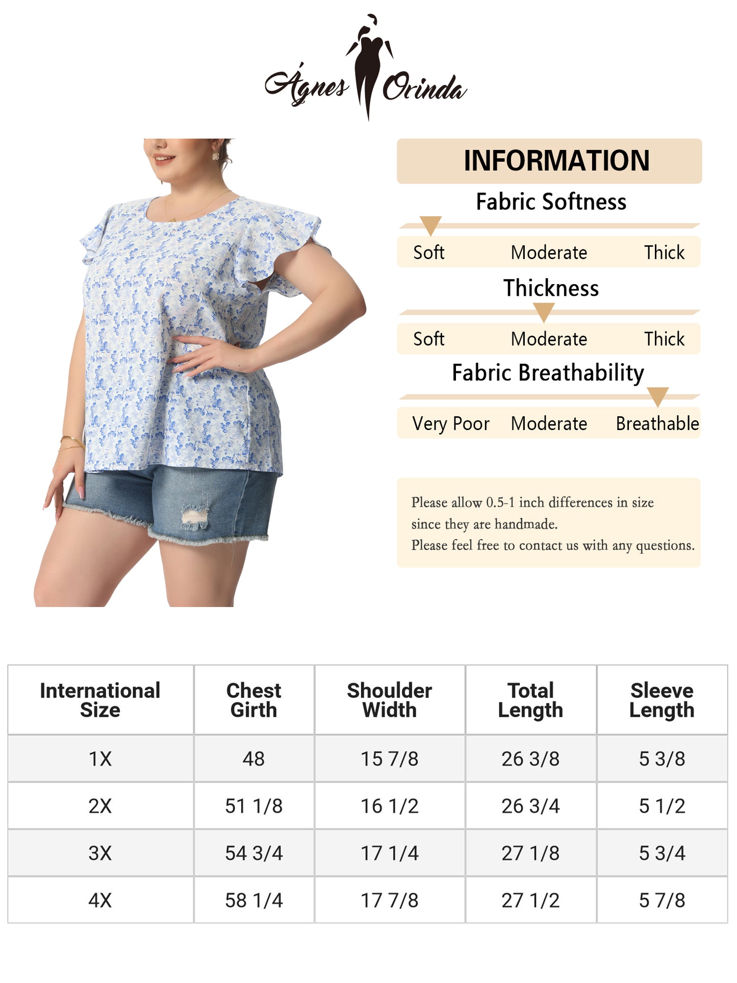 Women's Plus Size Summer Top Floral Round Neck Short Sleeves Ruffle Casual Blouse