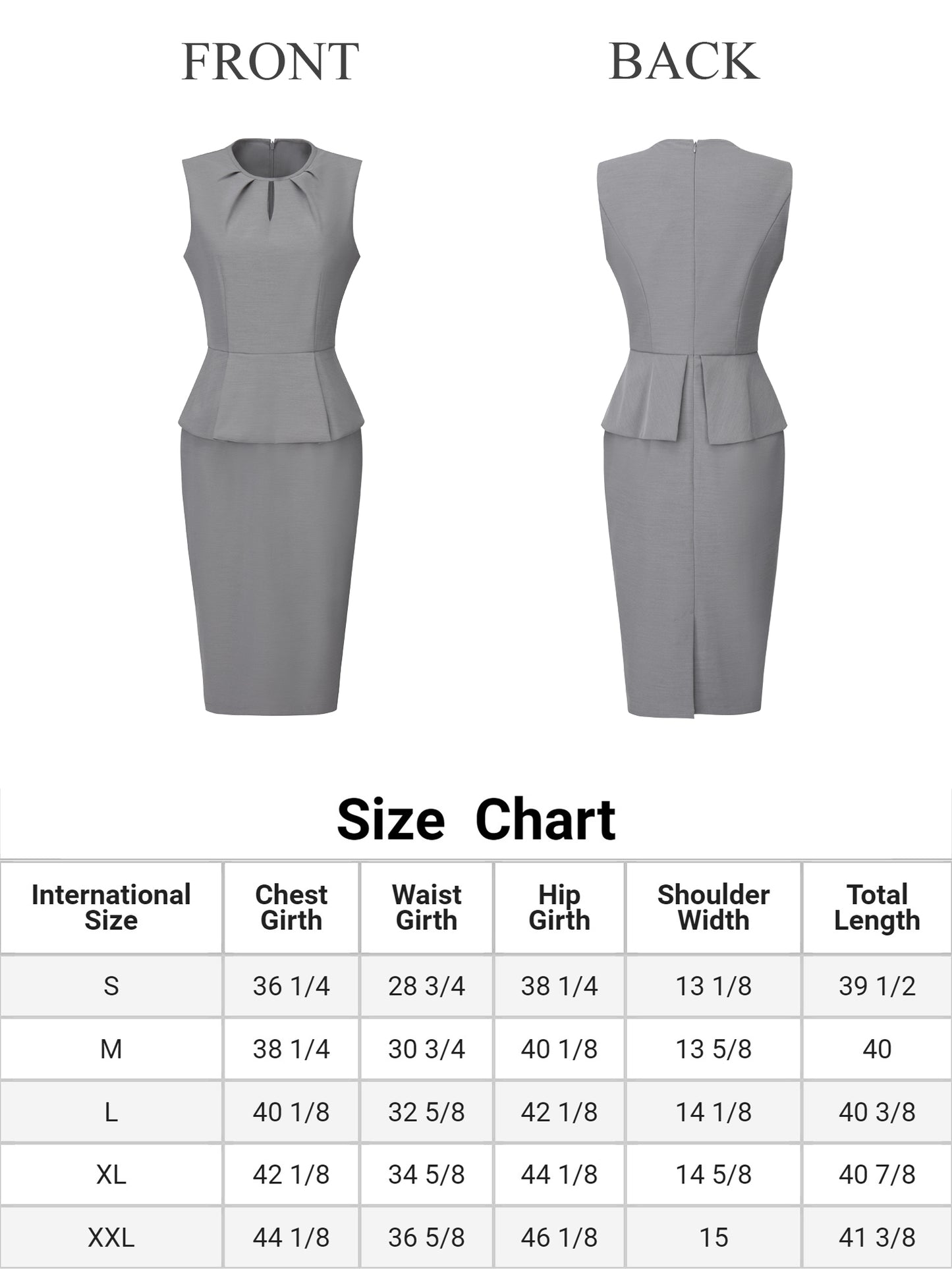 Women's Sheath Dress Pleated Neck Work Sleeveless Peplum Pencil Dresses