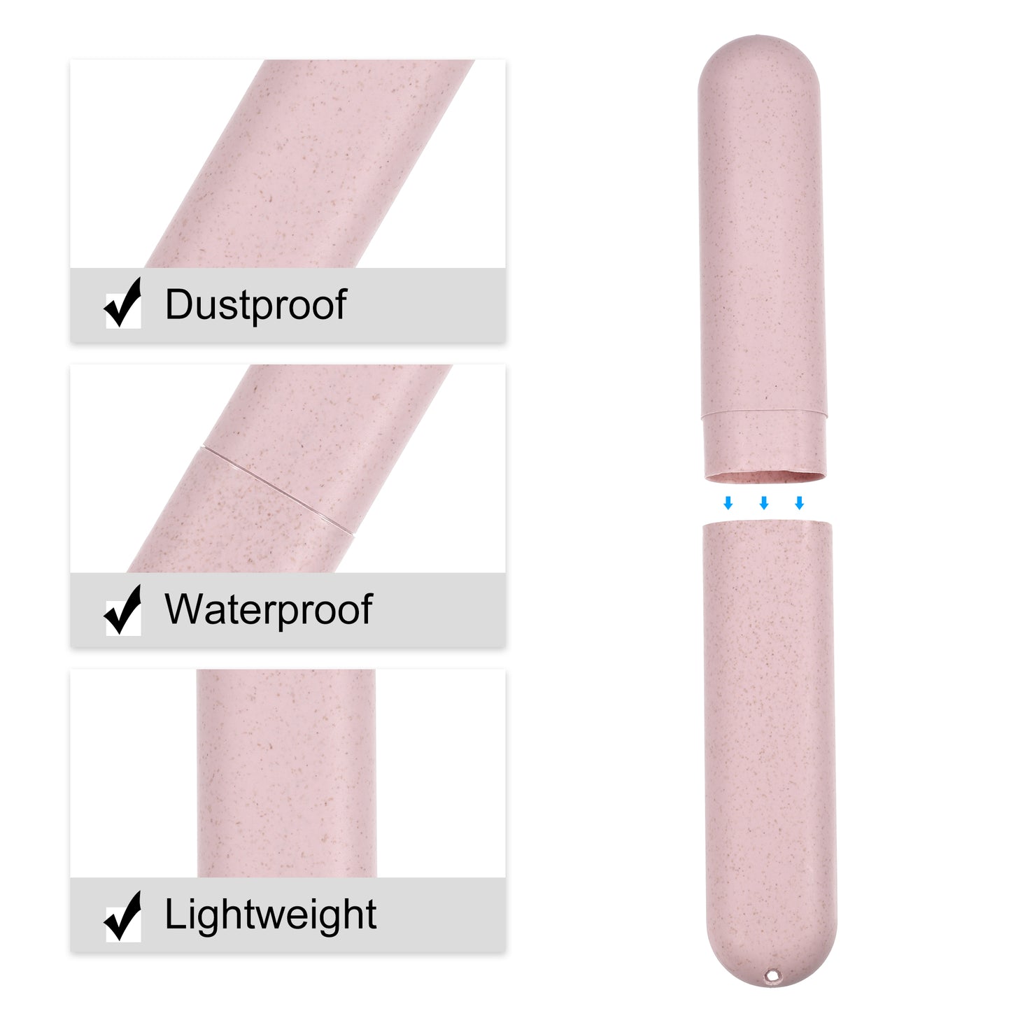 Estuche de viaje para cepillos de dientes, contenedor de viaje de PP, 20,3 x 3,1 x 2,1 cm, color rosa