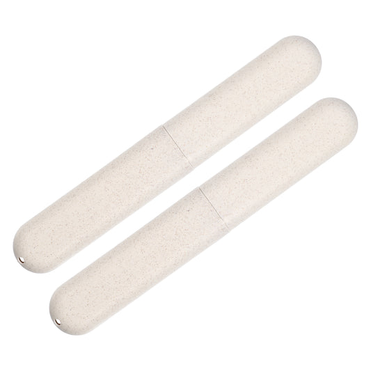 2 Pcs Traveling Toothbrush Case, PP Toothbrush Travel Container, 8.07"x1.22"x0.83" Beige
