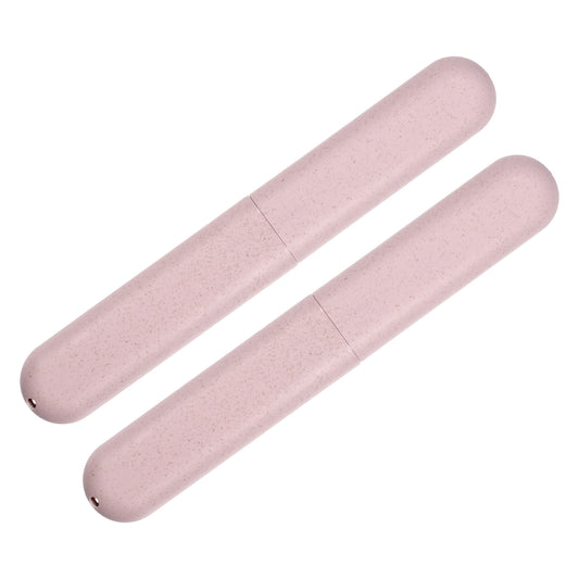 2 Pcs Traveling Toothbrush Case, PP Toothbrush Travel Container, 8.07"x1.22"x0.83" Pink
