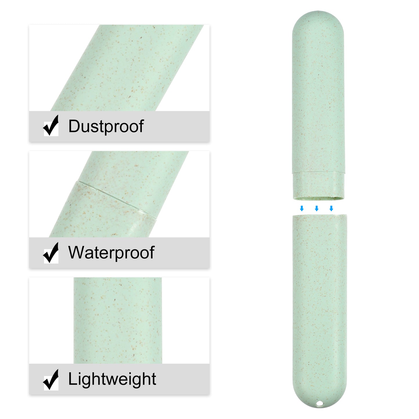 2 Pcs Traveling Toothbrush Case, PP Toothbrush Travel Container, 8.07"x1.22"x0.83" Green, Blue