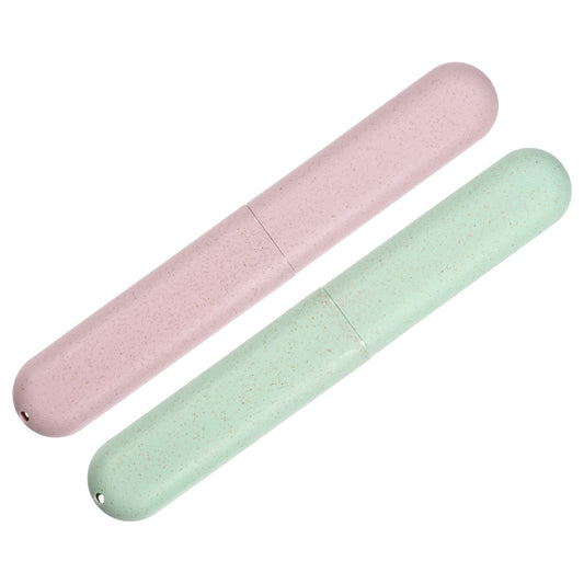2 Pcs Traveling Toothbrush Case, PP Toothbrush Travel Container, 8.07"x1.22"x0.83" Green, Pink