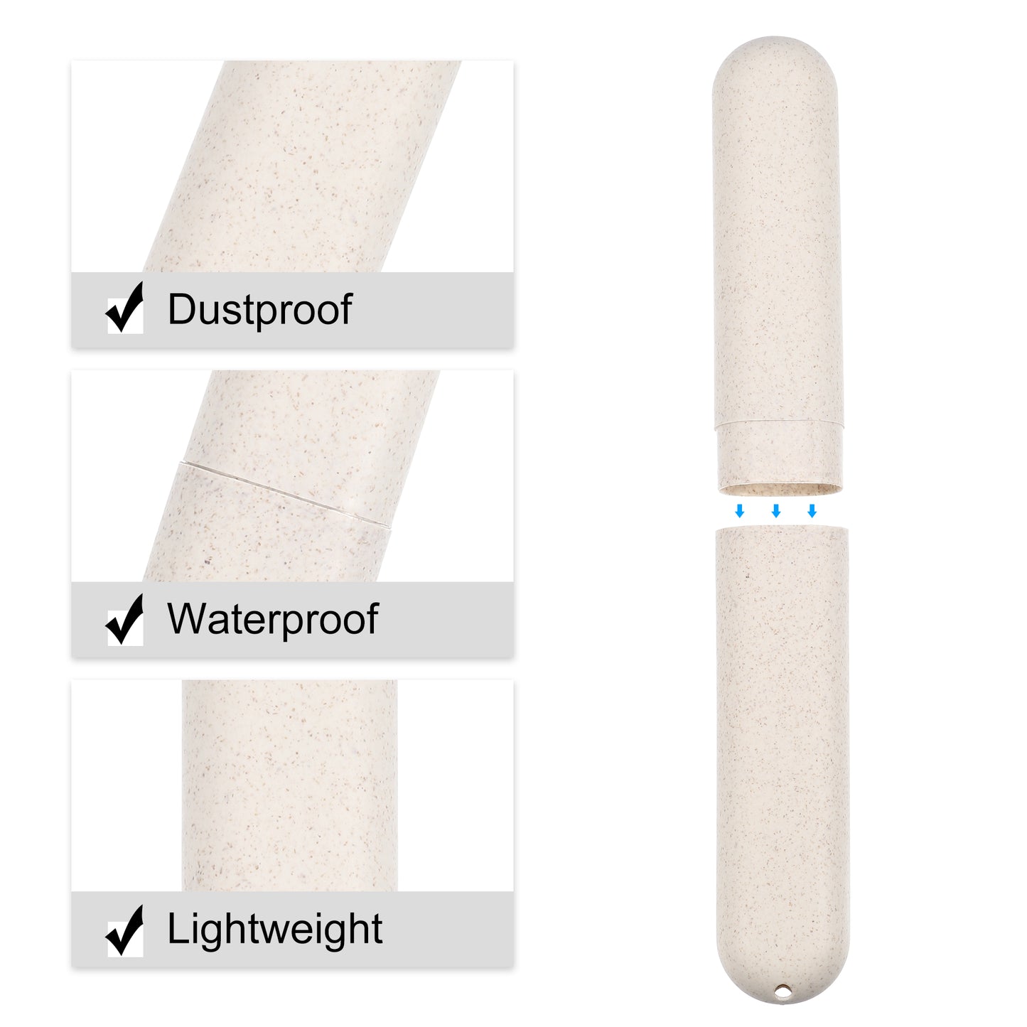 4 Pcs Traveling Toothbrush Case, PP Toothbrush Travel Container, 8.07"x1.22"x0.83" Beige
