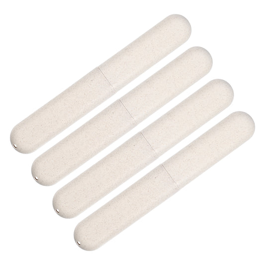 4 Pcs Traveling Toothbrush Case, PP Toothbrush Travel Container, 8.07"x1.22"x0.83" Beige