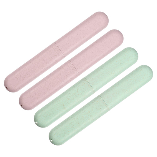 4 Pcs Traveling Toothbrush Case, PP Toothbrush Travel Container, 8.07"x1.22"x0.83" Green, Pink