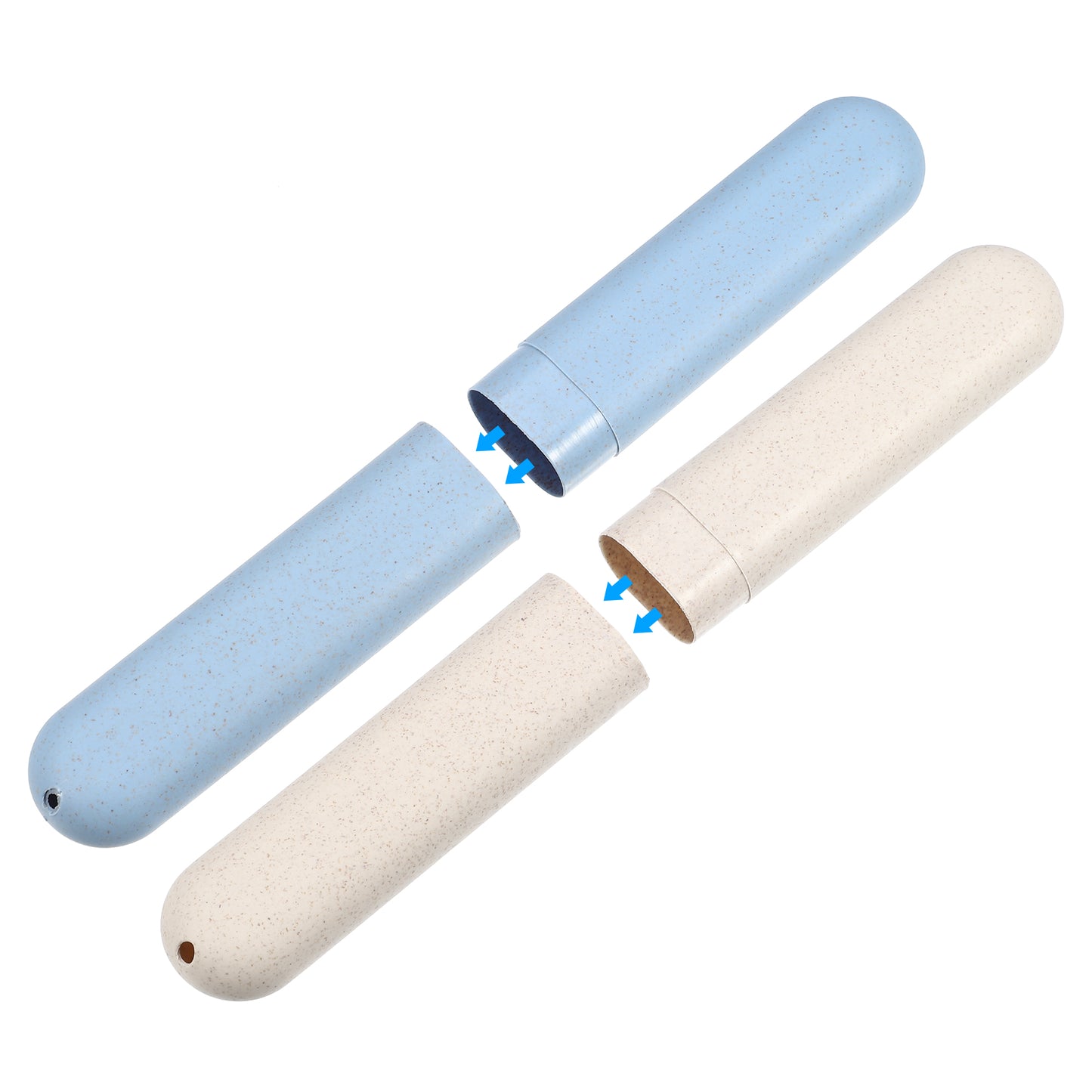 Estuche de viaje para cepillos de dientes (4 unidades), contenedor de viaje de polipropileno, 20,3 x 3,1 x 2,1 cm, azul y beige