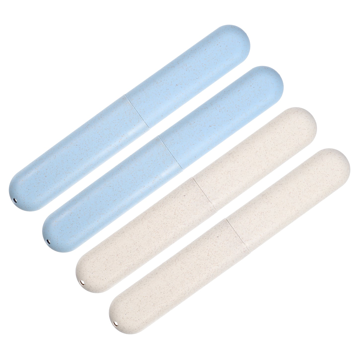 Estuche de viaje para cepillos de dientes (4 unidades), contenedor de viaje de polipropileno, 20,3 x 3,1 x 2,1 cm, azul y beige