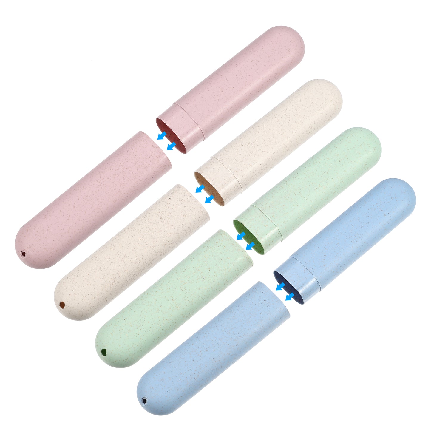 4 Pcs Traveling Toothbrush Holders Case, 8.07"x1.22"x0.83" Green, Blue, Beige, Pink