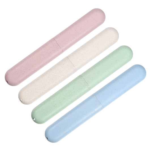 4 Pcs Traveling Toothbrush Holders Case, 8.07"x1.22"x0.83" Green, Blue, Beige, Pink