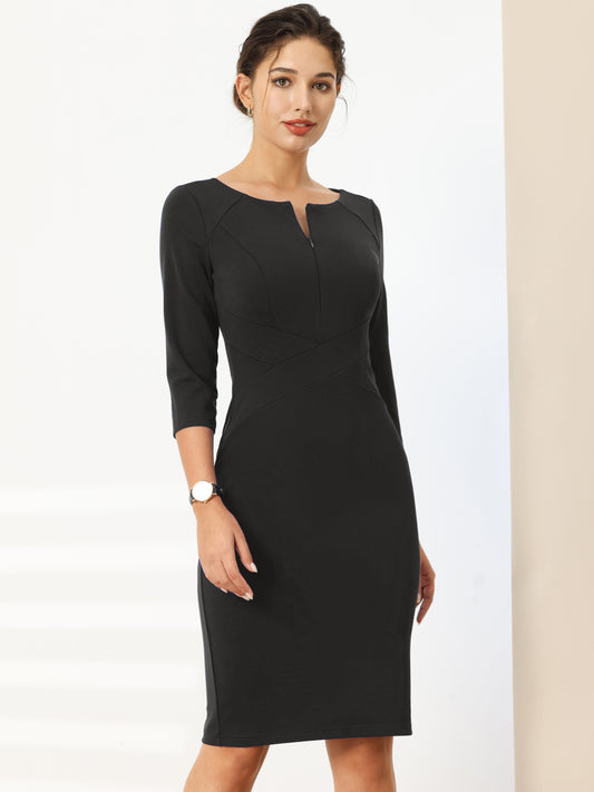 Women's Funeral Sheath Dress Knee Length Work Pencil Dresses