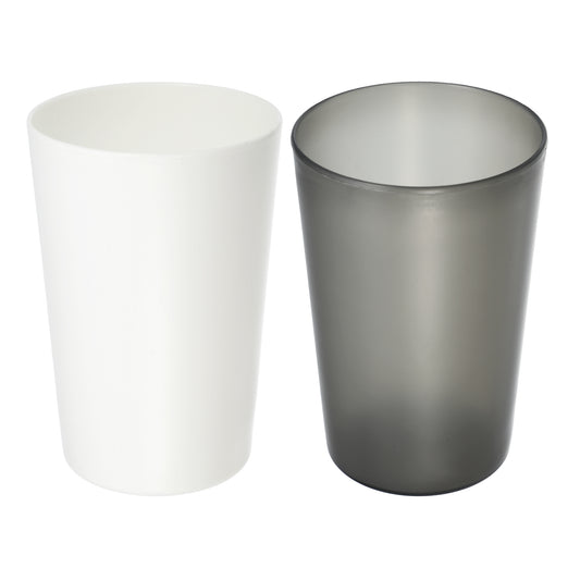 2 Pcs Bathroom Toothbrush Tumblers PP Cup for Home, 4.52"x3.03" White, Black