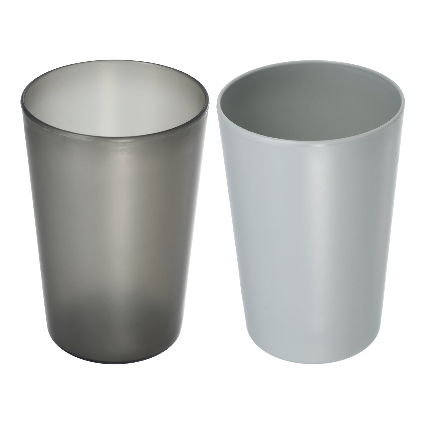 2 vasos de baño de polipropileno para cepillos de dientes, 11,4 x 7,6 cm, color gris y negro