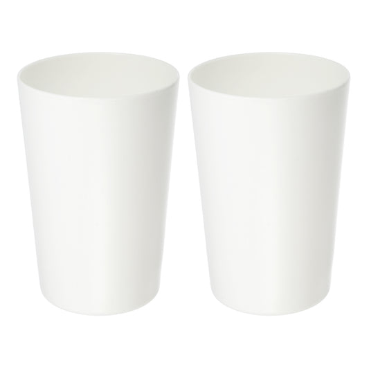 2 Pcs Solid Bathroom Toothbrush Tumblers PP Cup for Bathroom Kitchen, 4.52"x3.03" White